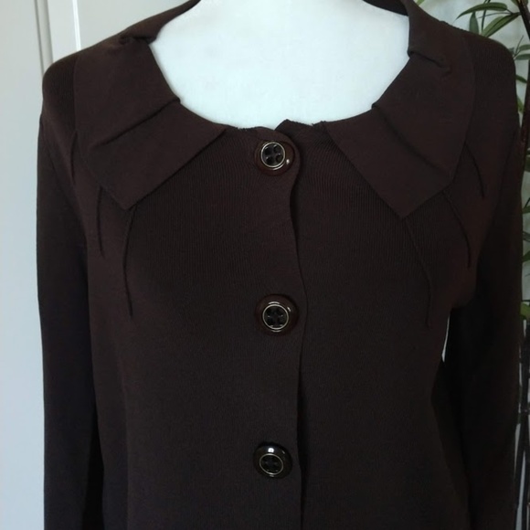 Cable & Gauge Sweaters - Chocolate Brown Ruffled Collar Sweater